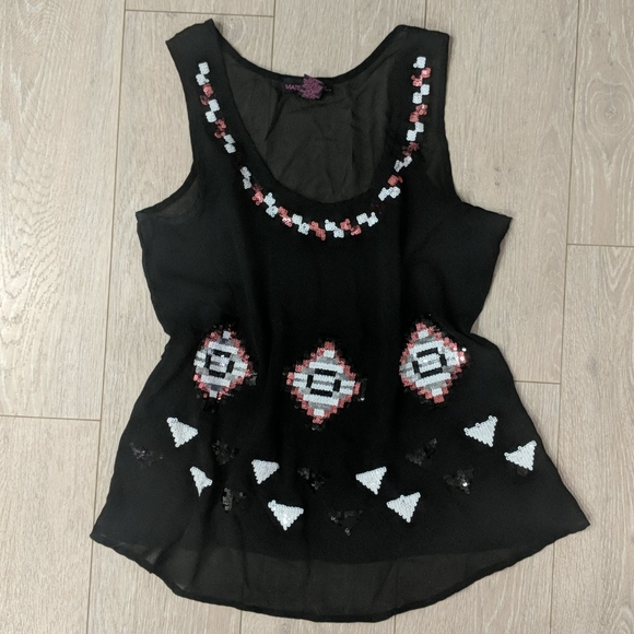 Chiffon Tribal Sequins Top - Picture 1 of 3